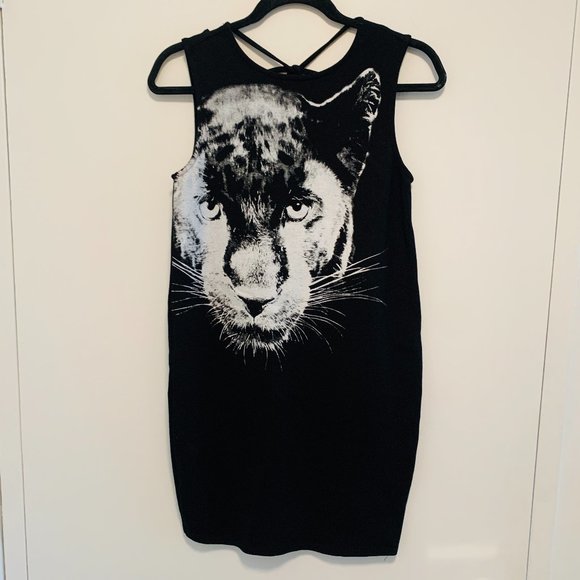 Vero Moda Black Graphic Puma Short Casual Dress - Picture 1 of 5